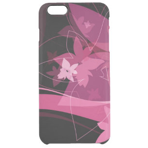 Magenta Floral Pattern Clear iPhone 6 Plus Case