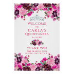 Magenta Floral Quinceanera Welcome Sign at Zazzle
