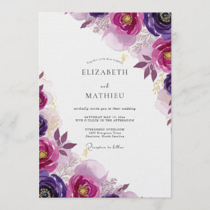 Magenta Floral Romance Wedding Invitation