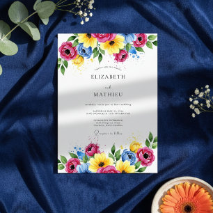 Magenta Floral Romantic Wedding Invitation