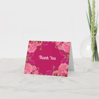 Magenta floral thank you card