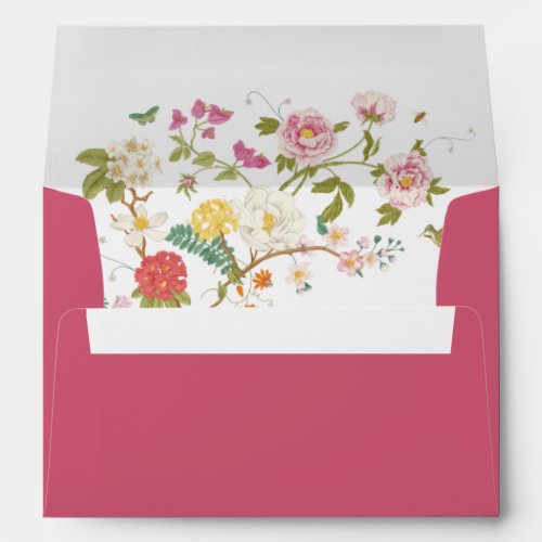 Magenta Floral Wedding Envelope