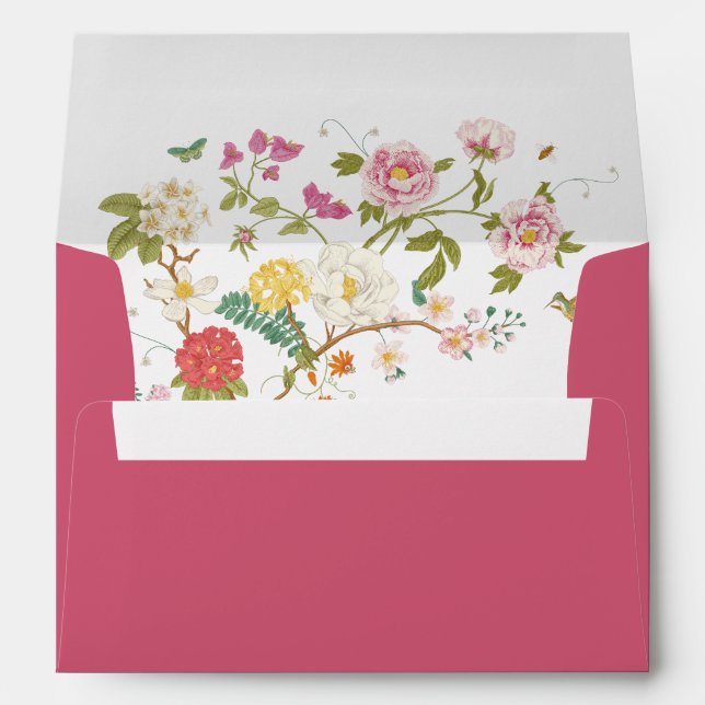 Magenta Floral Wedding Envelope (Back (Bottom))