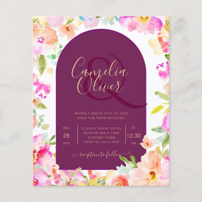 Magenta Floral Wedding Flyer (Front)
