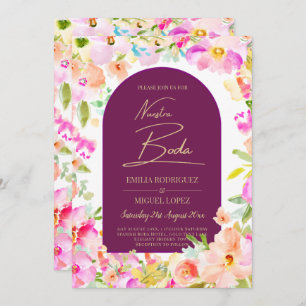 Magenta Floral Wedding Invitation