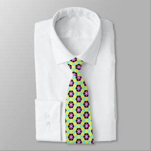 Magenta Flower Terrazzo Pattern Neck Tie