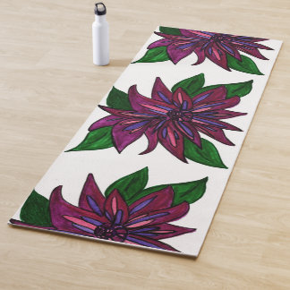 Magenta Flowers Yoga Mat
