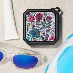 Magenta Folk Art Floral Pattern Bluetooth Speaker