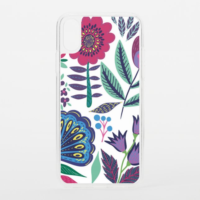 Magenta Folk Art Floral Pattern Uncommon iPhone Case (Back)
