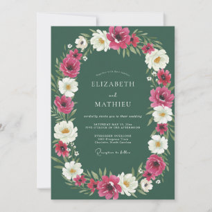 Magenta Forest Botanical Wedding Invitation
