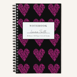 Magenta Fractured Heart Personalized Notebook