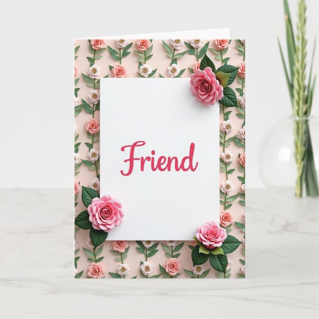 Magenta Friend Floral Card (Front)