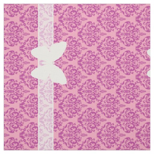 Magenta Frosted Orchid Damask with Butterfly Fabric
