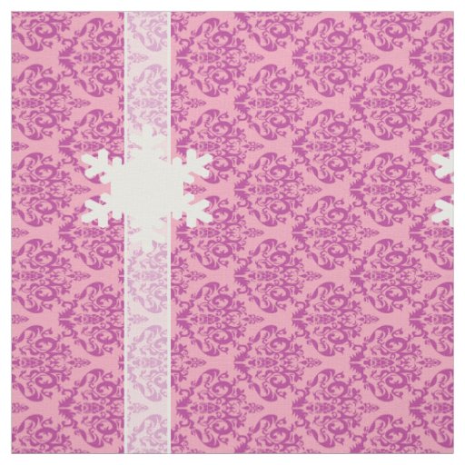 Magenta Frosted Orchid Damask with Snowflake Fabric