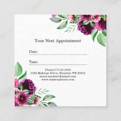 Magenta Fuchsia Flower Makeup Artist Business Appointment Card