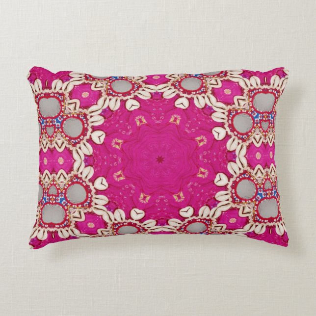 magenta fuchsia tribal hippie gypsy bohemian accent pillow (Front)