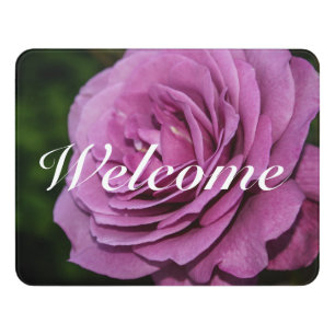 Magenta Garden Rose Welcome Door Sign