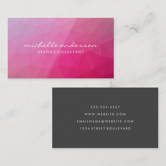 Magenta Geometric Background  Business Card (Front/Back)