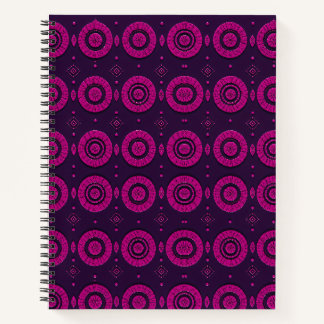 Magenta Geometric Circle Pattern Spiral Note Book