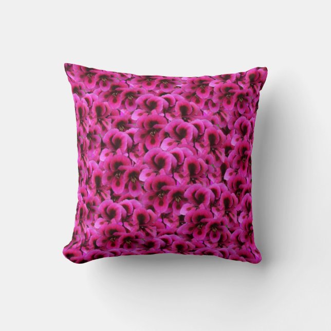 Magenta Geranium Flower Throw Cushion (Front)