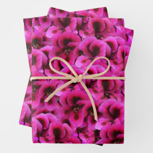 Magenta Geranium Flowers, Wrapping Paper Sheets