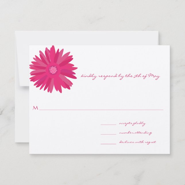 Magenta Gerber Wedding RSVP Invitation (Front)