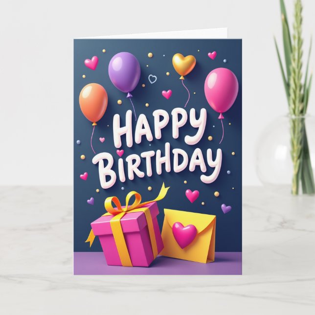 Magenta Gift Birthday Card (Front)