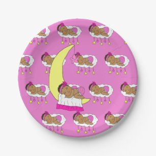 Magenta Girl's Baby Shower Paper Plates