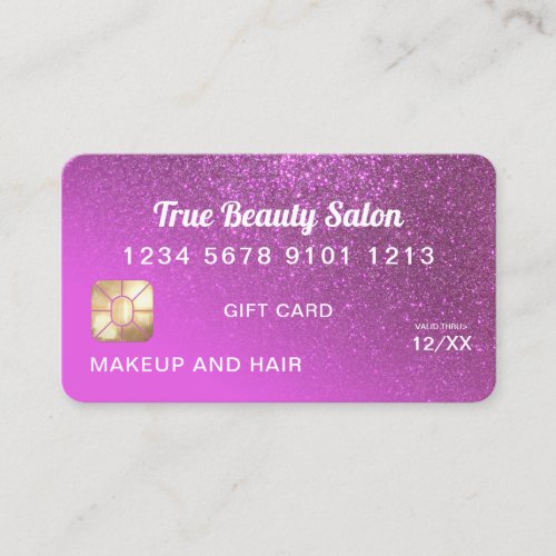 Magenta Glitter Credit Card Gift Certificate