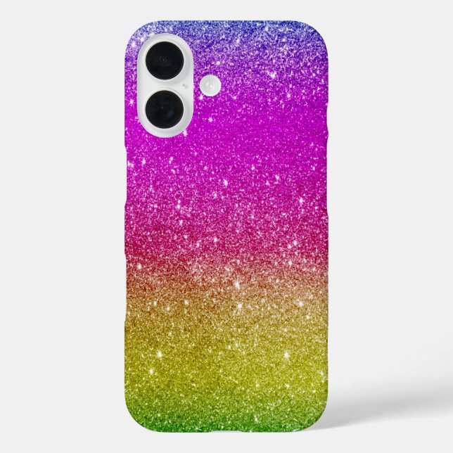 Magenta Glitter iPhone Case - Rainbow Sparkle 16 (Back)