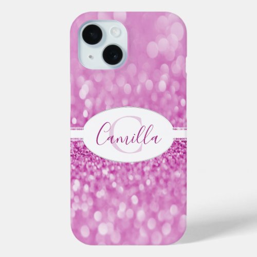 Magenta Glitter Personalize Case_Mate iPhone Case