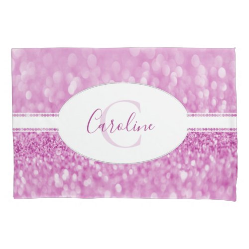 Magenta Glitter Personalize Pillow Case