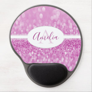 Magenta Glitter Personalized Gel Mousepad