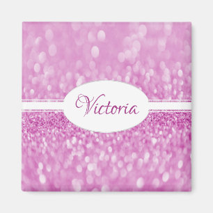 Magenta Glitter Personalized Magnet