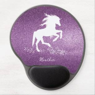 Magenta Glitter Unicorn Gel Mouse Pad