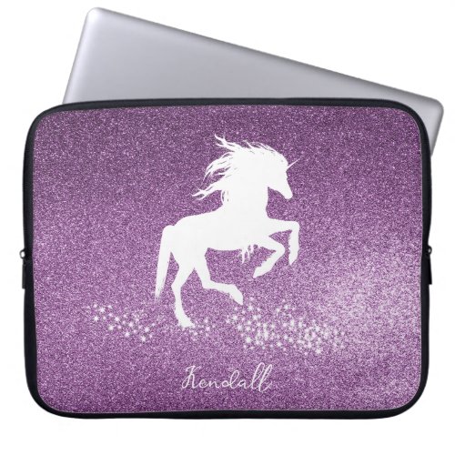 Magenta Glitter Unicorn Laptop Sleeve
