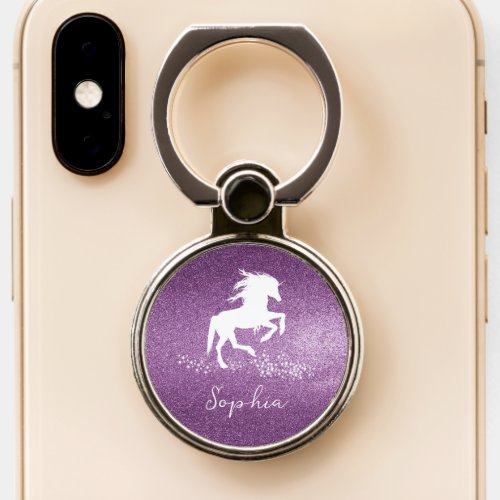 Magenta Glitter Unicorn Phone Ring Stand