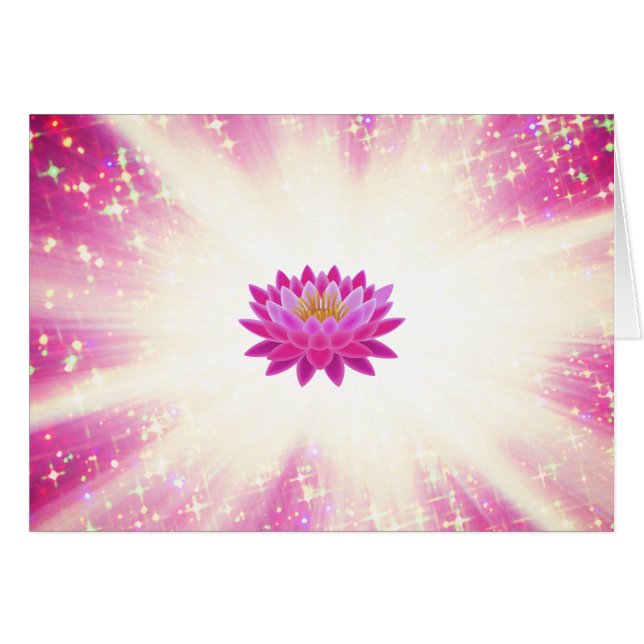 *~* Magenta Glow Lotus Sparkle Glitter Light Cards (Front Horizontal)