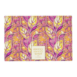 Magenta Gold Christmas Merry Pattern#21 ID1009 Placemat