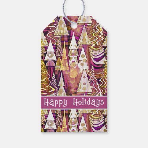 Magenta Gold Christmas Merry Pattern25 ID1009 Gift Tags