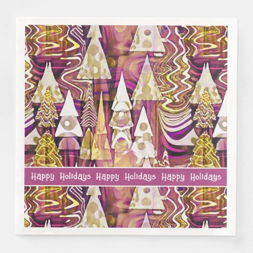 Magenta Gold Christmas Merry Pattern25 ID1009 Paper Dinner Napkins