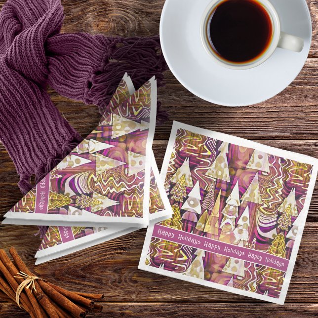 Magenta Gold Christmas Merry Pattern#25 ID1009 Paper Dinner Napkins (Creator Uploaded)