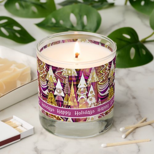 Magenta Gold Christmas Merry Pattern25 ID1009 Scented Candle