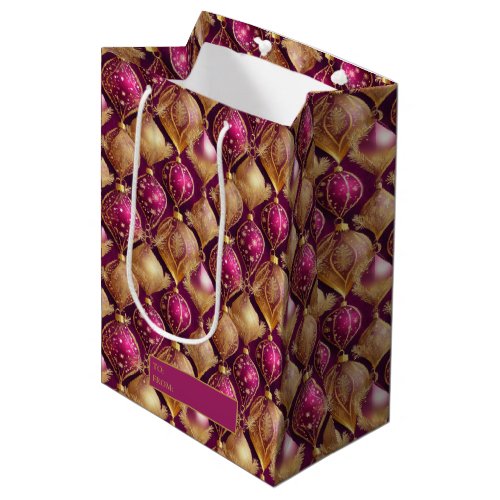 Magenta Gold Christmas Pattern12 ID1009 Medium Gift Bag