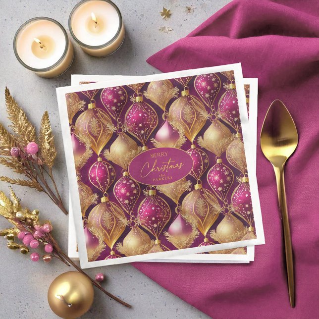 Magenta Gold Christmas Pattern#12 ID1009 Paper Dinner Napkins (Creator Uploaded)