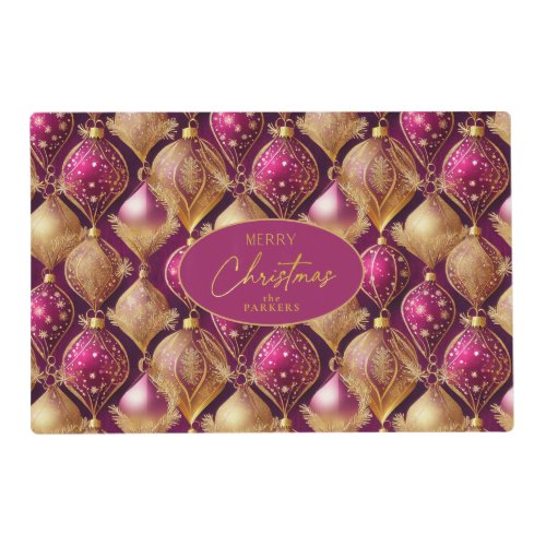 Magenta Gold Christmas Pattern12 ID1009 Placemat