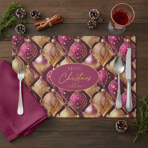 Magenta Gold Christmas Pattern#12 ID1009 Placemat