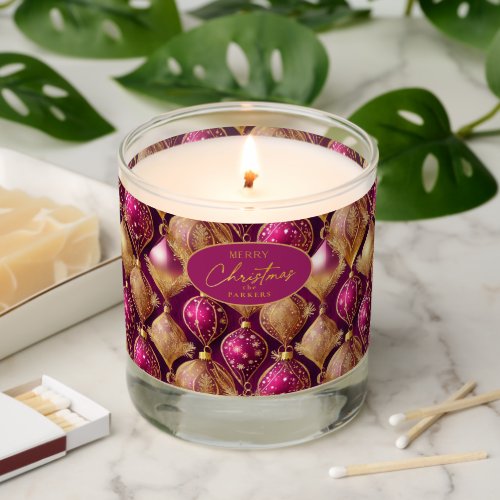 Magenta Gold Christmas Pattern12 ID1009 Scented Candle