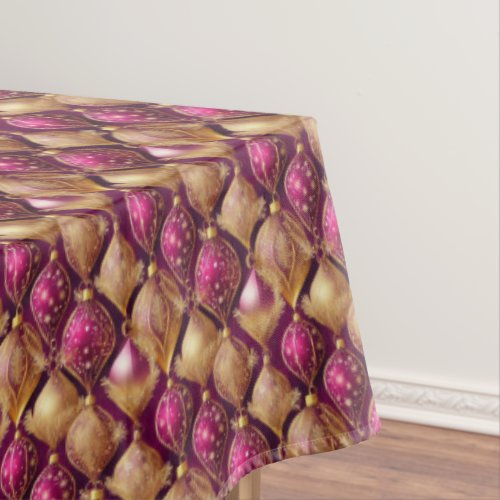 Magenta Gold Christmas Pattern12 ID1009 Tablecloth