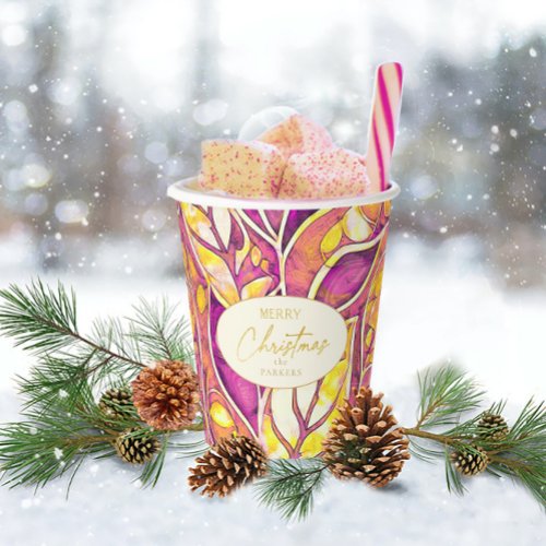 Magenta Gold Christmas Pattern21 ID1009 Paper Cups